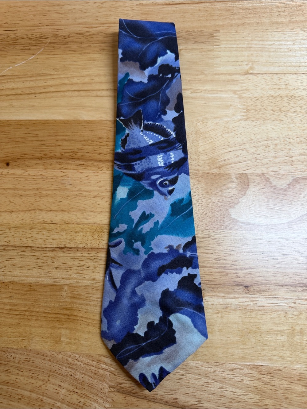 Vintage Purple and Teal Fish Patterned Tie NWT